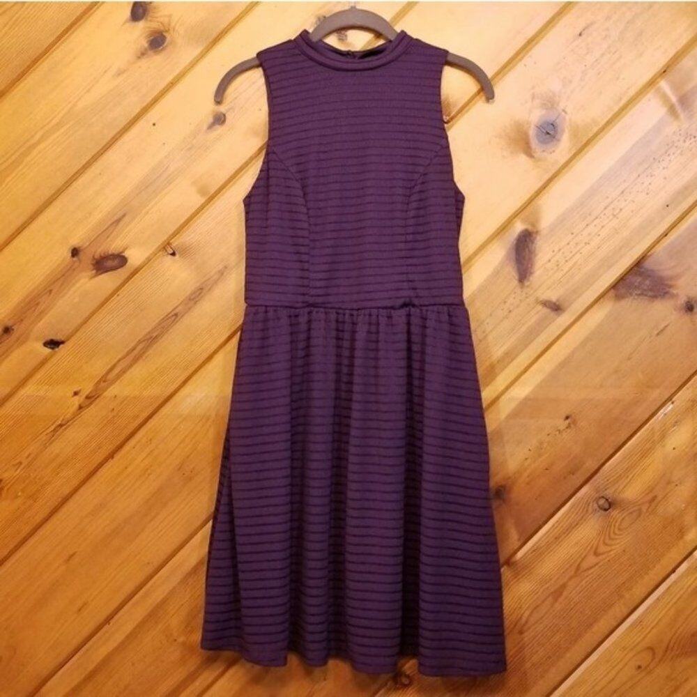 Xhilaration Purple Dress Size Medium Mini Pockets High Neck PostY2K 2010s Twee 